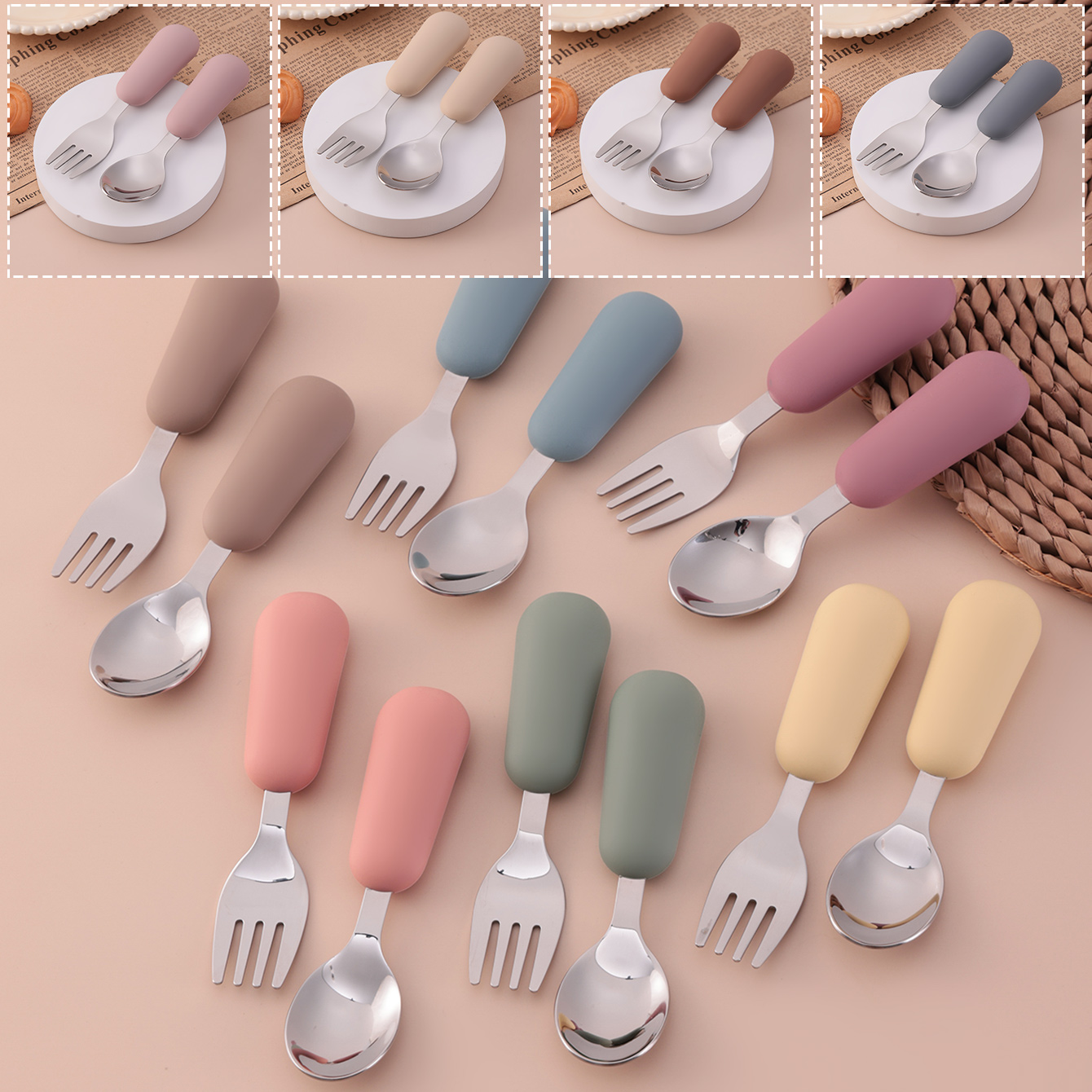 Weaning Spoon Set - Color Kids 2PCS Zestaw sztućców ze