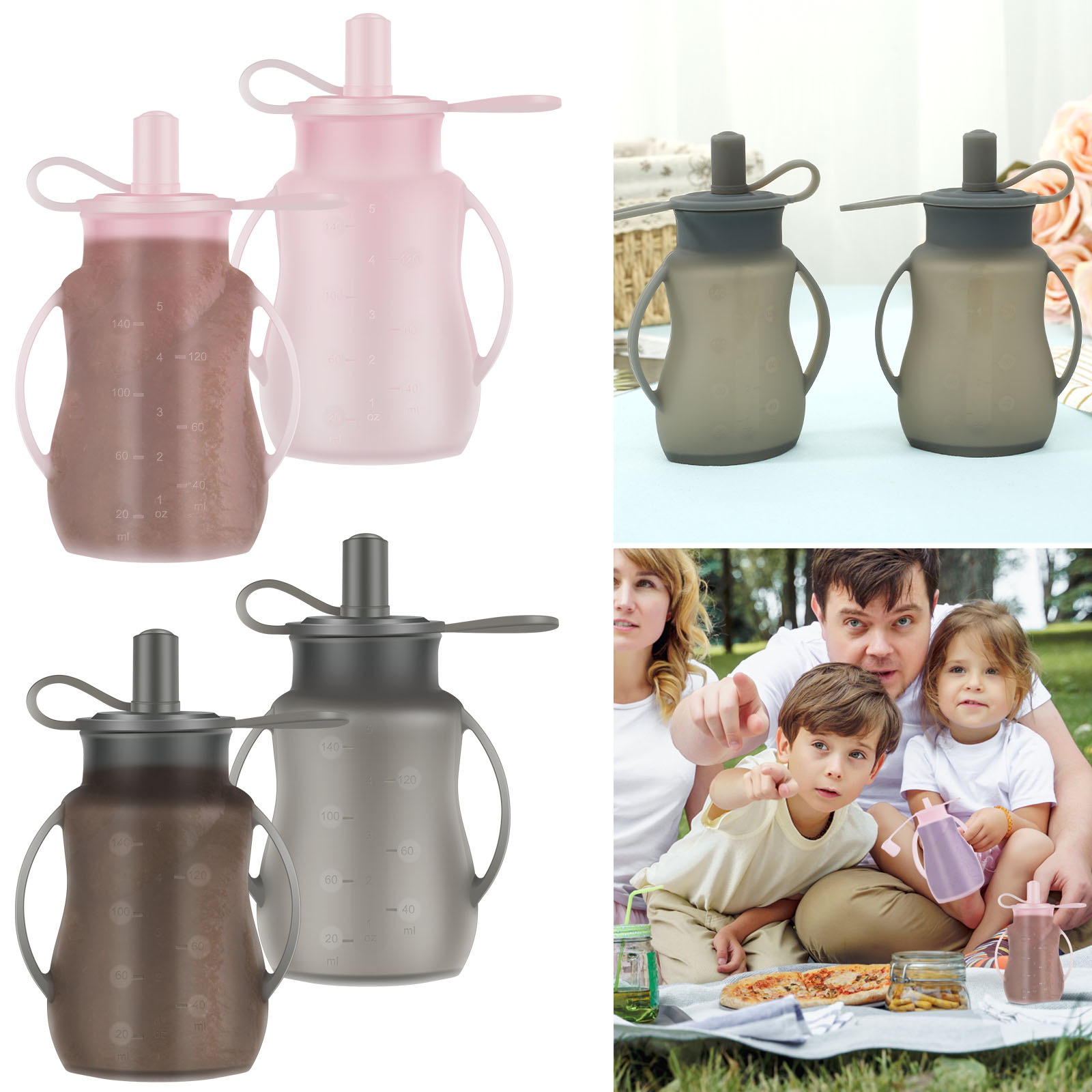 Baby Puree Pouch - 2szt Woreczki do karmienia niemowląt Silikonowe