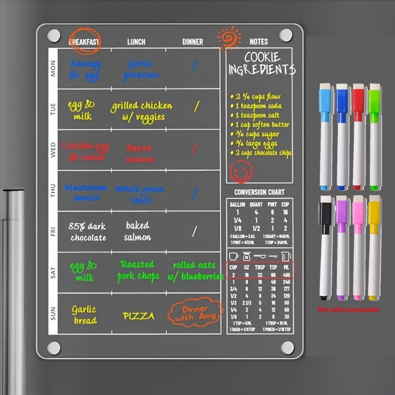 Baby Food Schedule - Magnetyczny akrylowy planer posiłków 3 w