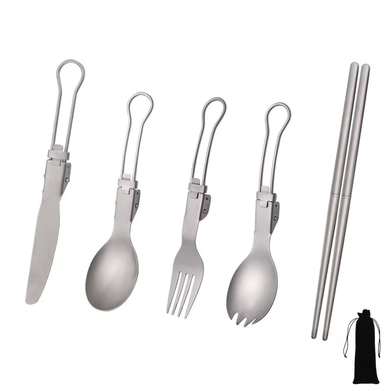 Weaning Spoon Set - Zestaw składanych przyborów kuchennych z tytanu