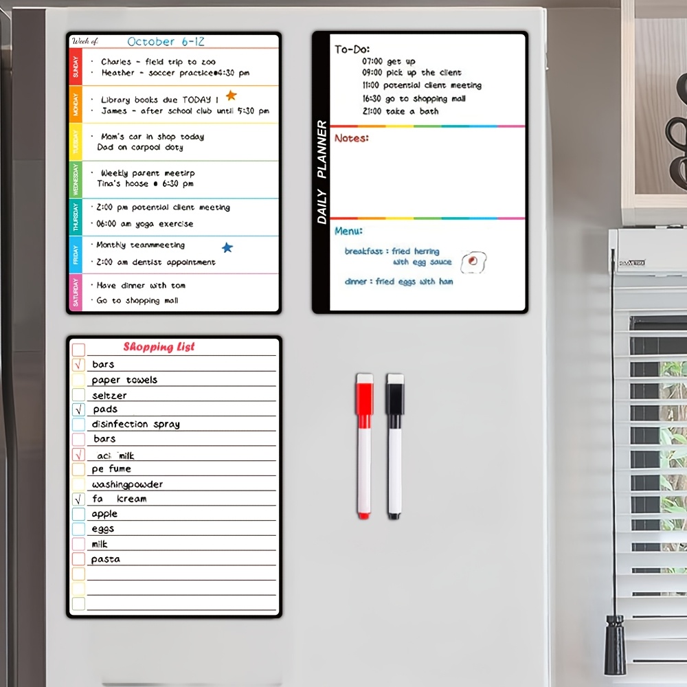 Baby Food Schedule - 3-częściowy zestaw magnetycznych tablic suchościeralnych -